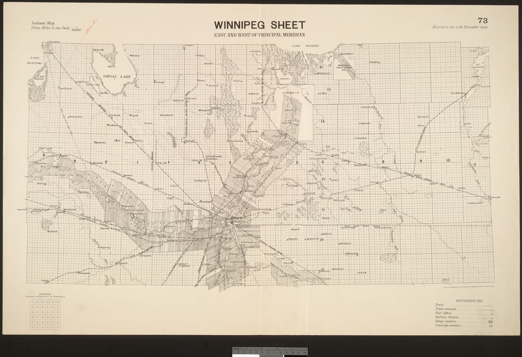 Digitized image of map no. 73, Winnipeg, east and west of principal meridian, MIKAN 3705759, image number e003004595