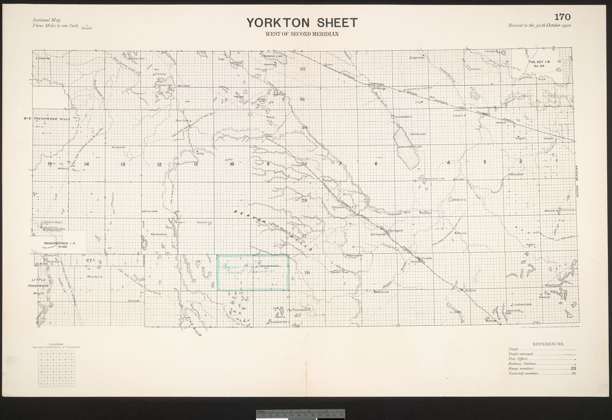Digitized image of map no. 170, Yorkton, west of the second meridian, image number e003004696