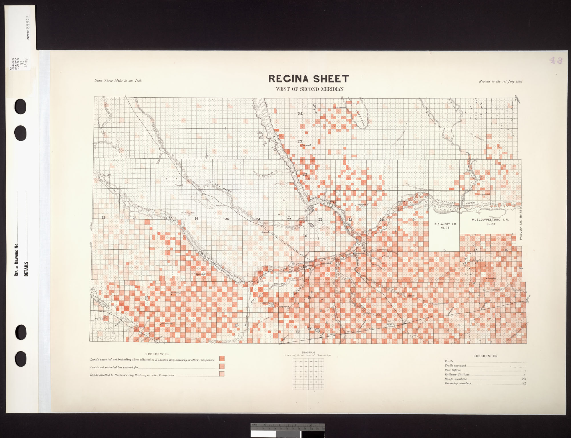 Digitized image of map no. 43, Regina, west of the second meridian, MIKAN 3698318, image number e002419282