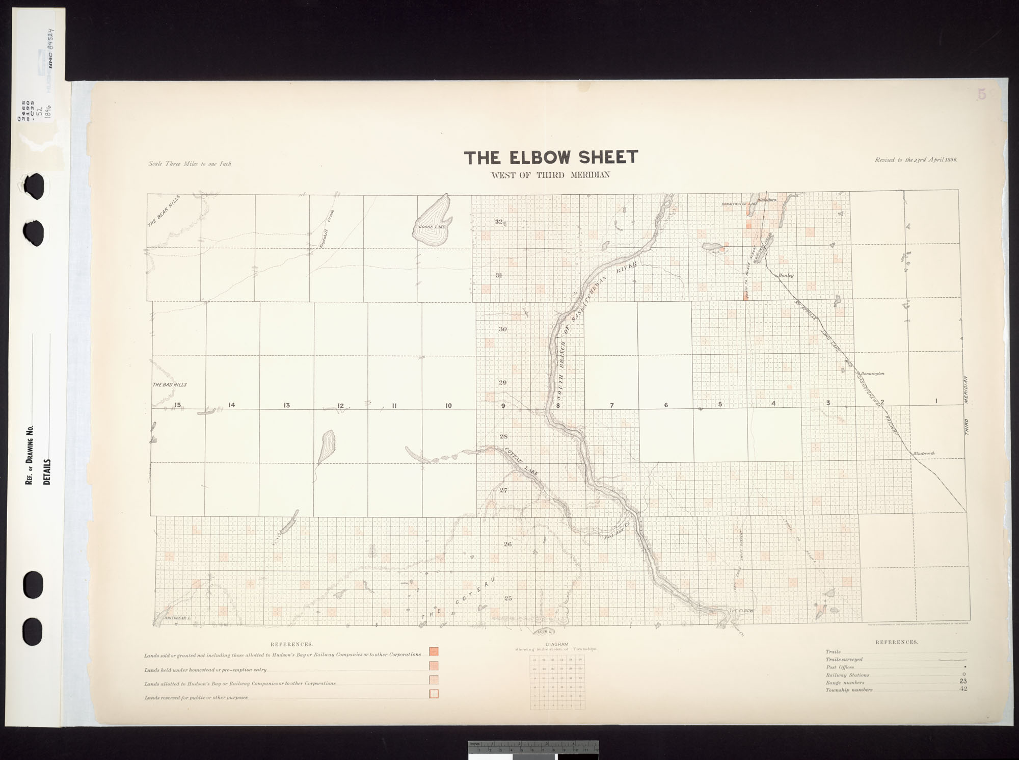 Digitized image of map no. 52, The Elbow, west of the third meridian, MIKAN 3703995, image number e002419296
