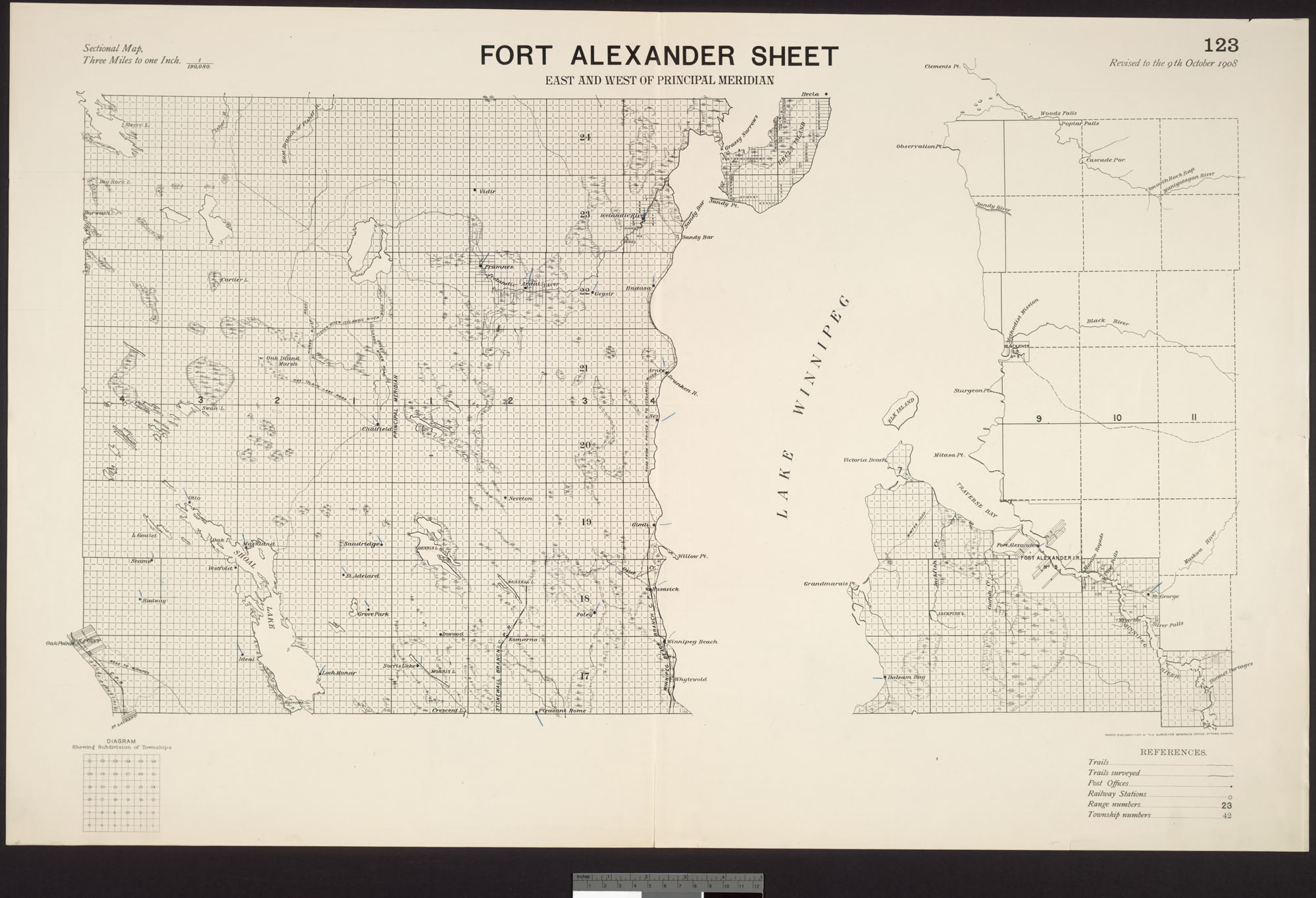Digitized image of map no. 123, Fort Alexander, east and west of the principal meridian, image number e003004701