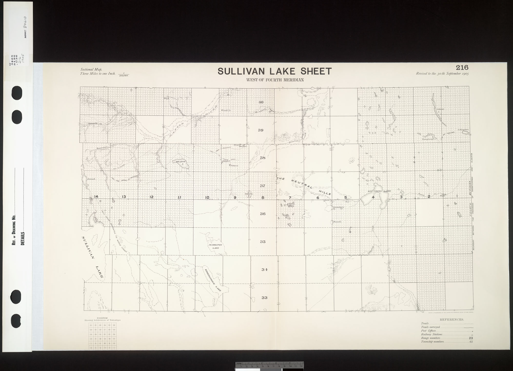 Digitized image of map no. 216, Sullivan Lake, west of the fourth meridian, image number e003004741