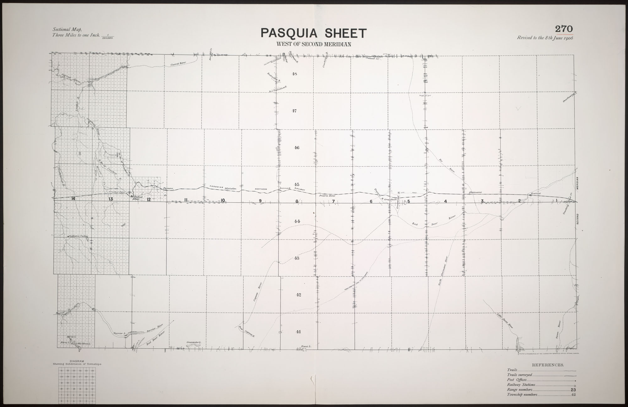 Digitized image of map no. 270, Pasquia, west of the second meridian, image number e003004818