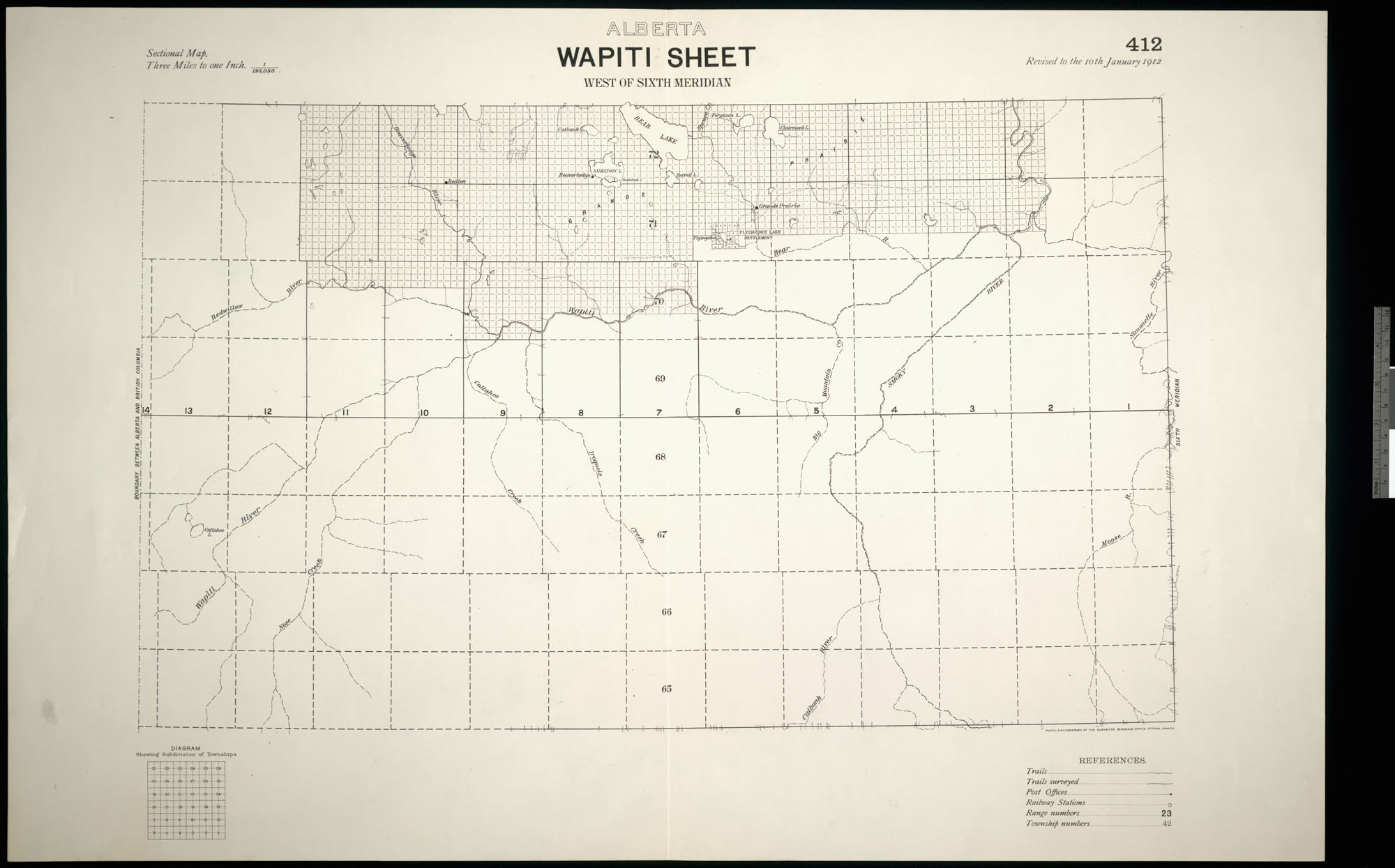 Digitized image of map no. 412, Wapiti, west of the sixth meridian, image number e003004900