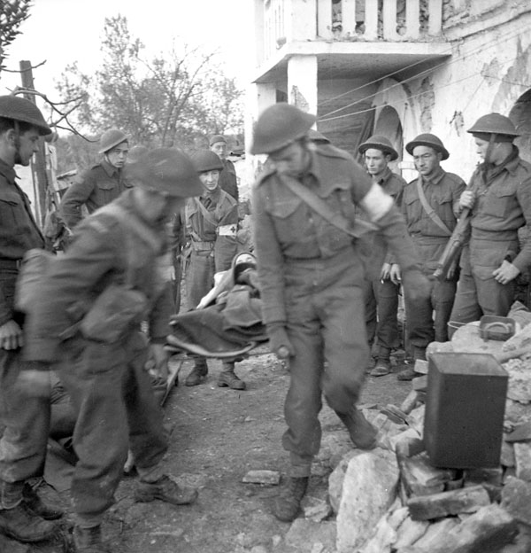 Stretcher bearers evacuating casualties from 