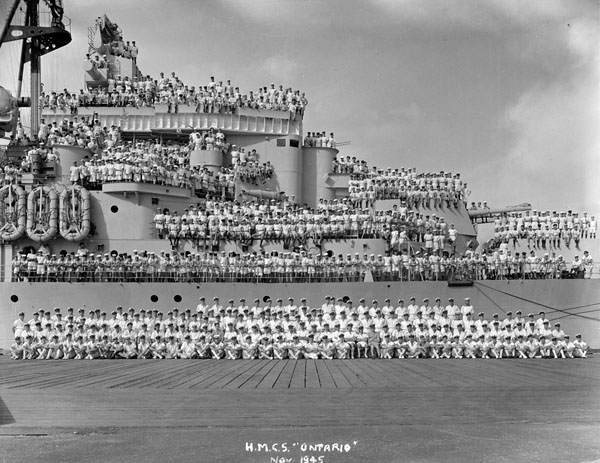 Ship's Company of H.M.C.S. ONTARIO, Pearl Harbor, Hawaii, 21 November 1945.