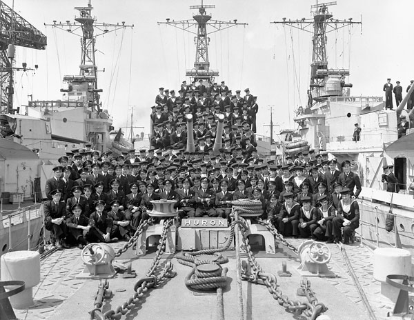 Ship's Company of the destroyer H.M.C.S. HURON, Halifax, Nova Scotia, Canada, 13 June 1945.