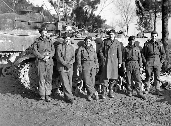 Personnel of First Troop, “C” Squadron, Governor General's Horse Guards, with their Honey tank, Cervia, Italy, 19 January 1945.
