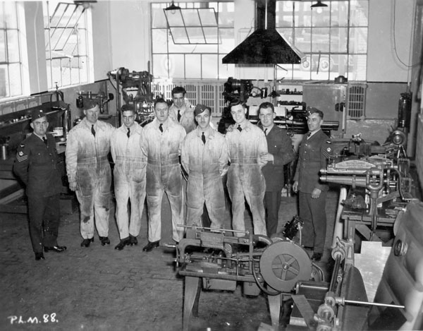Workshops staff, R.C.A.F. Station Rockcliffe, Ontario, Canada, 1 April 1941.