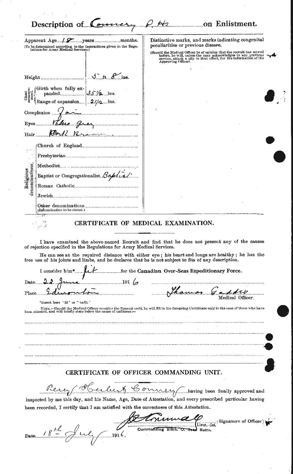 Attestation record: Percy Herbert Connery