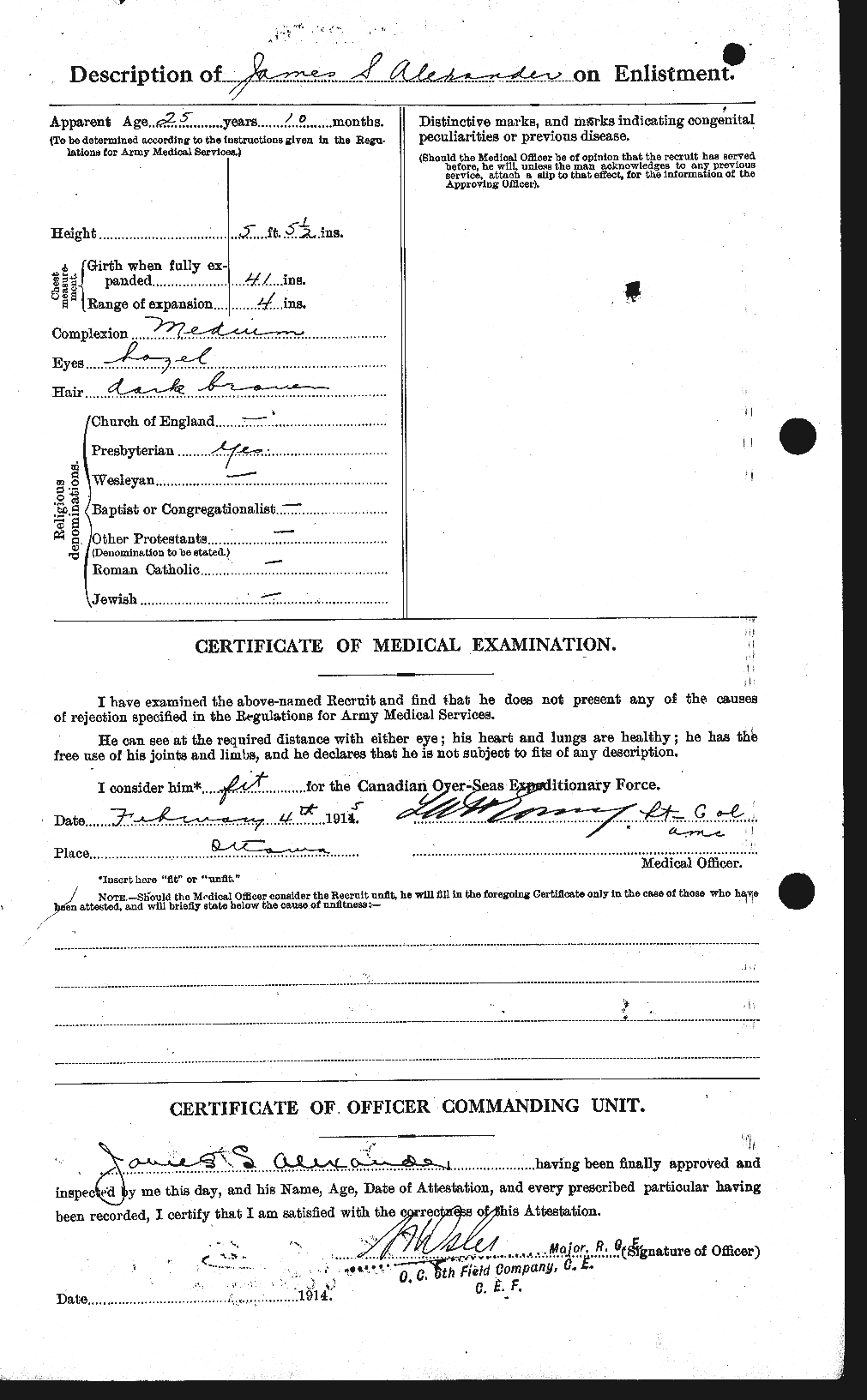 Sergeant James Smith Alexander CGWP Record Detail