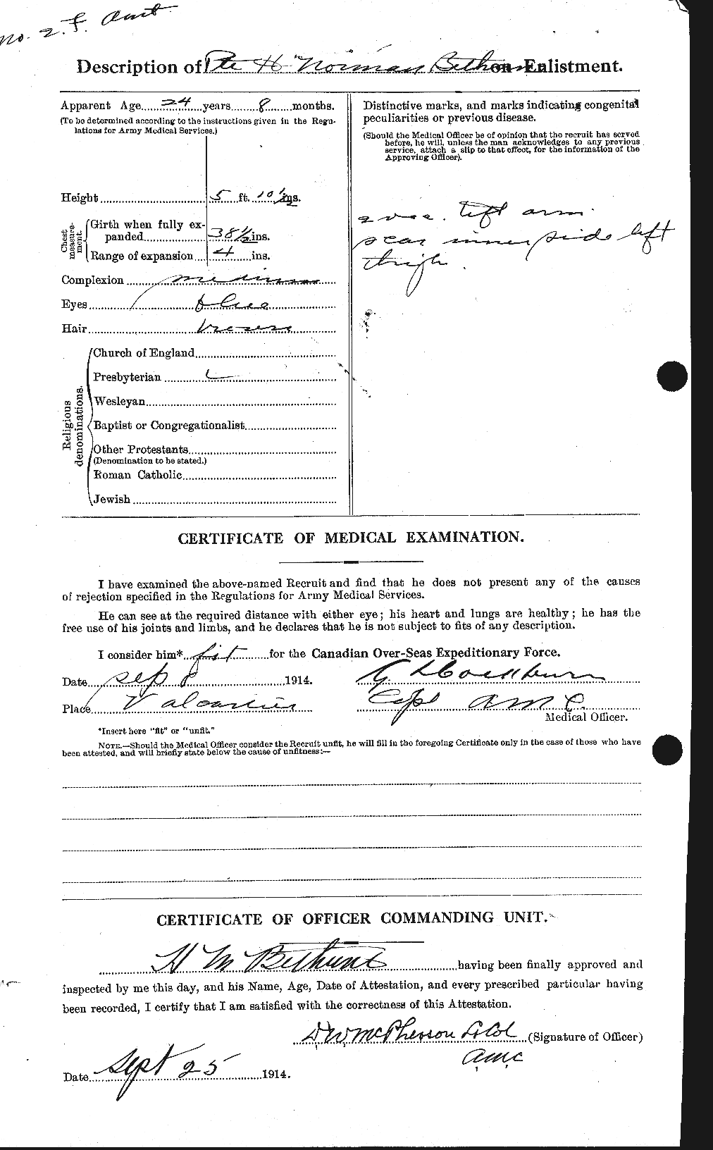Attestation record: Henry Norman Bethune