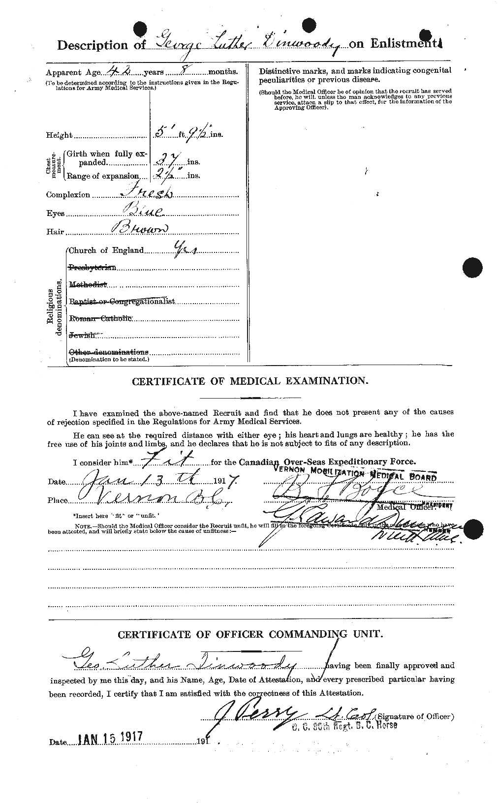 Attestation record: George Luther Dinwoody