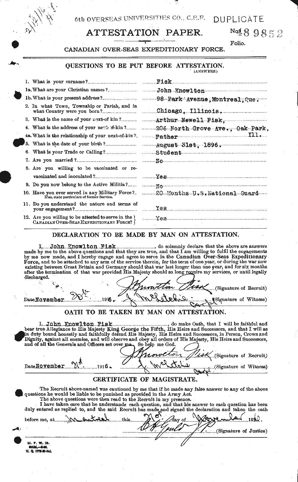 Private John Knowlton Fisk :: CGWP Record Detail