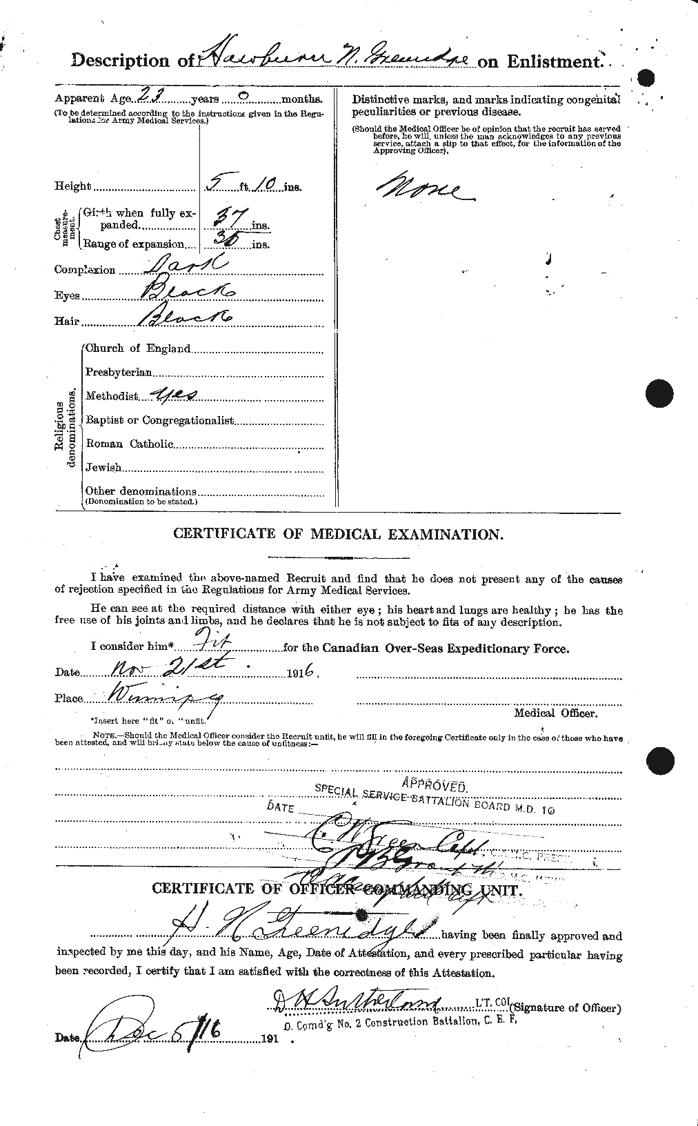 Attestation record: Hewburn Nathaniel Greenidge