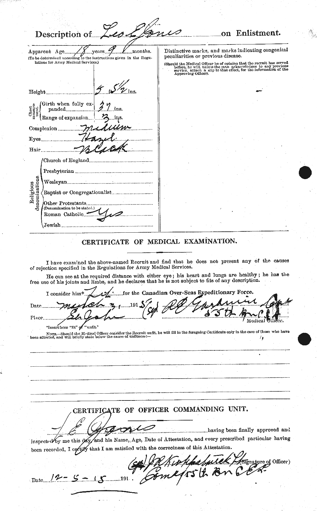 Private Leo Ernest Jones :: CGWP Record Detail