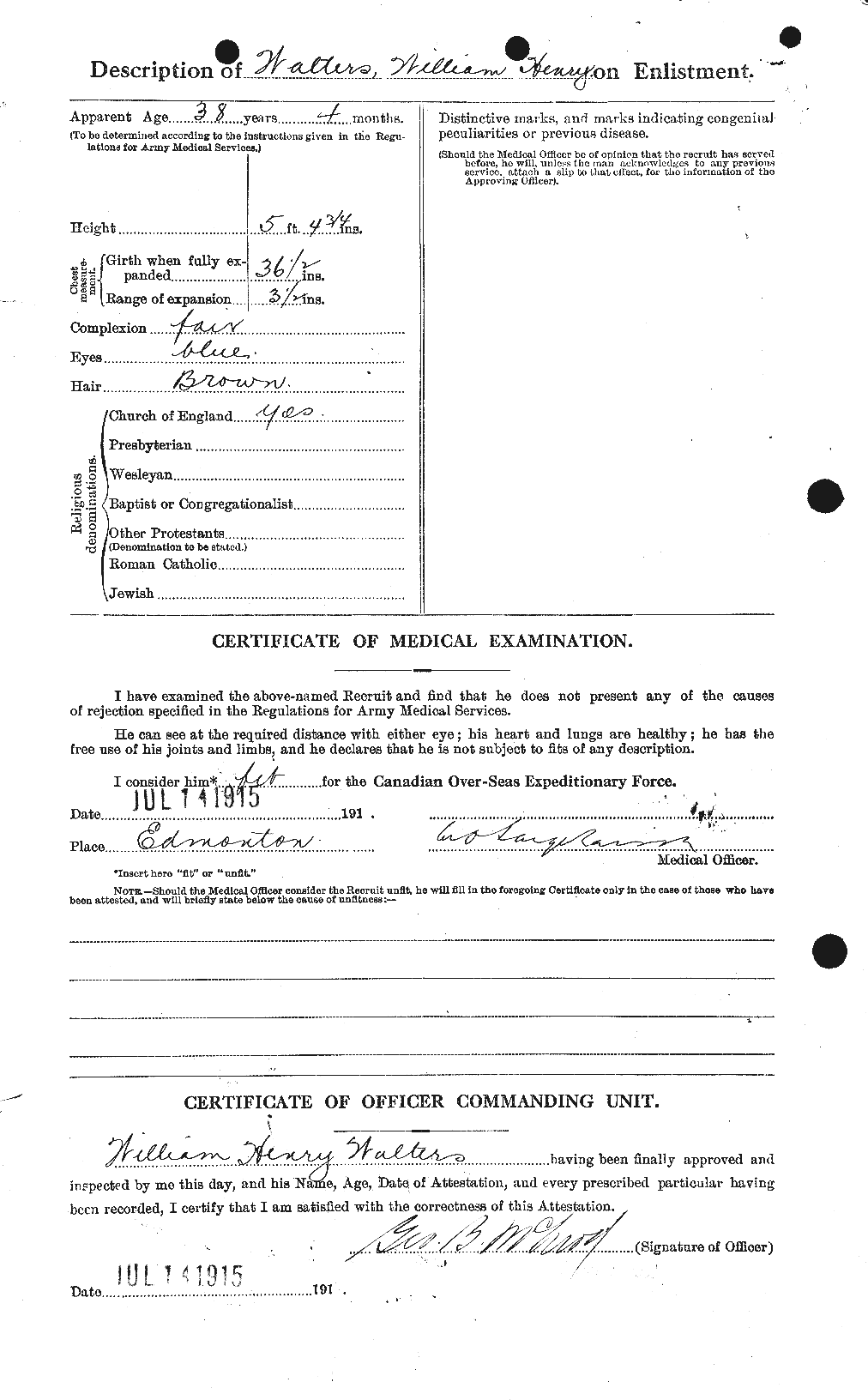 Attestation record: William Henry Walters